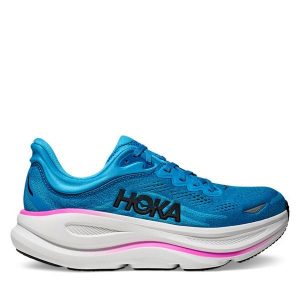 Buty do biegania Hoka. Niebieskie buty sportowe Hoka, bez wzorów, bez zapięcia, do biegania. Za 499,99 zł.