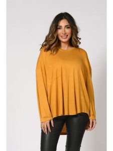 Plus Size Company Koszulka "Hubis" w kolorze musztardowym rozmiar: 42/44. Żółte bluzki Plus Size Company, plus size, bez wzorów, klasyczne, bez kołnierzyka, plus size, bez ramiączek. Za 96,14 zł.