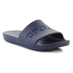 Klapki unisex Crocs Slide. Niebieskie klapki Crocs, bez wzorów, z materiału, bez obcasa. Za 139,99 zł.