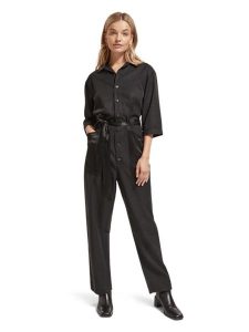 Scotch & Soda Kombinezon w kolorze czarnym rozmiar: 36. Czarne kombinezony Scotch & Soda, bez wzorów, z lyocellu, bez kołnierzyka, bez ramiączek. Za 228,38 zł.