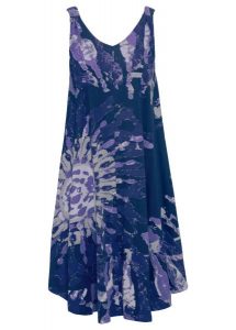Sukienka z dżerseju bawełnianego. Niebieskie sukienki bonprix, bez wzorów, z bawełny, boho, bez kołnierzyka, bez ramiączek. Za 139,99 zł.