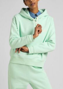 LEE ESSENTIAL HOODIE DAMSKA BLUZA LOGO SEAGLASS L53PLJ40 112320679. Bluzy Lee, l, bez wzorów, z kapturem. Za 199,99 zł.