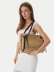 DKNY Torebka Aisling Sm Tote R61ADN78 Beżowy. Brązowe torebki klasyczne DKNY, bez wzorów, z syntetyku, bez dodatków. Za 674,99 zł.