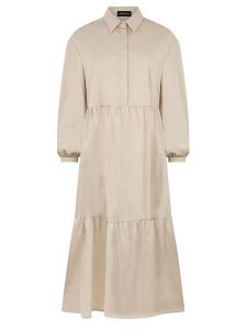 APART Sukienka w kolorze beżowym rozmiar: 34. Brązowe sukienki Apart, bez wzorów, bez kołnierzyka, bez ramiączek, midi. Za 309,95 zł.