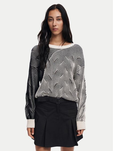 Desigual Sweter Ottawa 24WWJF10 Szary Regular Fit. Szare swetry klasyczne Desigual, xl, z bawełny, bez kołnierzyka. Za 299,99 zł.