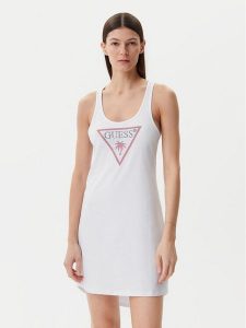 Guess Sukienka letnia E5GP01 I3Z14 Biały Regular Fit. Białe kombinezony Guess, na lato, l, z aplikacjami, z bawełny, bez kołnierzyka, bez ramiączek. Za 119,99 zł.