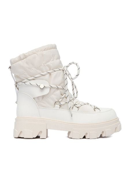 DeeZee Śniegowce 13107-23 Biały. Białe buty zimowe DeeZee, z materiału, bez obcasa, bez zapięcia. Za 229,99 zł.