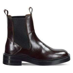 Sztyblety Gant. Brązowe botki GANT, bez wzorów, bez obcasa, na płaskiej podeszwie, bez zapięcia. Za 529,99 zł.