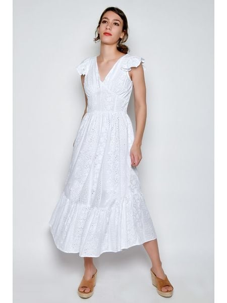 Tarifa Sukienka w kolorze białym rozmiar: M. Białe sukienki Tarifa, m, bez wzorów, z bawełny, bez kołnierzyka, bez ramiączek, maxi. Za 105,14 zł.