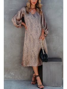 Milan Kiss Sukienka w kolorze beżowo-czarnym rozmiar: S. Brązowe sukienki Milan Kiss, s, bez wzorów, bez kołnierzyka, bez ramiączek, midi. Za 123,25 zł.