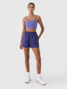 4F Spodenki treningowe szybkoschnące damskie - granatowe XL. Niebieskie spodenki sportowe 4f, s, bez wzorów, z dzianiny, z podwyższonym stanem, na fitness i siłownię. W wyprzedaży za 79,99 zł.
