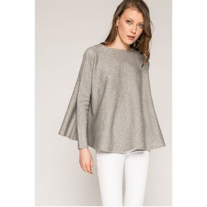 Answear - Sweter. Szare swetry klasyczne marki ANSWEAR, z dzianiny, z krótkim rękawem. W wyprzedaży za 149,90 zł.