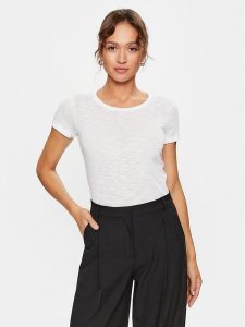 Sisley T-Shirt 3FD4L11A2 Biały Regular Fit. Białe t-shirty Sisley, l, bez wzorów, z bawełny, bez kołnierzyka, bez ramiączek. Za 99,99 zł.