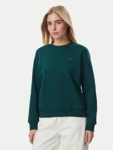 Tommy Jeans Bluza DW0DW19959 Zielony ciemny Regular Fit. Zielone bluzy Tommy Jeans, m, bez wzorów, z bawełny, bez kaptura. Za 289,99 zł.