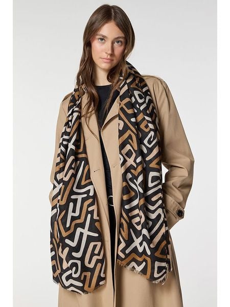Lucky Bees Szal w kolorze beżowo-jasnobrązowo-czarnym - 180 x 75 cm rozmiar: onesize. Brązowe szaliki Lucky Bees, bez wzorów, z materiału. Za 87,40 zł.