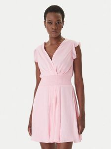 Morgan Sukienka koktajlowa 251-RWANY Różowy Loose Fit. Czerwone kombinezony Morgan, bez wzorów, z syntetyku, wizytowe, bez kołnierzyka, bez ramiączek. Za 369,99 zł.