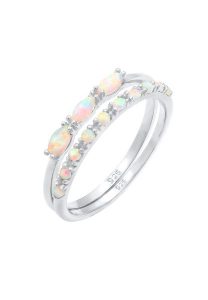 Elli Zestaw damski z syntetycznym opalem w stylu vintage, pozłacany 925 Sterling Silver. Pierścionki 1 ct Damski. Szare pierścionki Elli, z opalem, pozłacane. Za 378,99 zł.