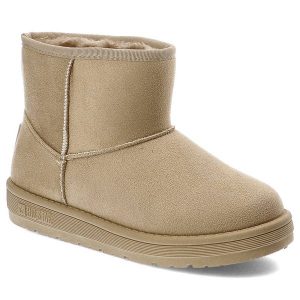 Beżowe Śniegowce Big Star Modne Ocieplane Buty Damskie. Brązowe buty zimowe Big Star, z syntetyku, bez obcasa, bez zapięcia. Za 129,00 zł.