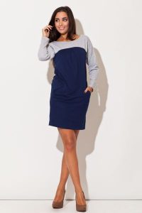 Niebieska Sukienka w Stylu Lat 60-tych. Niebieskie sukienki Katrus, xl, bez wzorów, z bawełny, bez kołnierzyka, bez ramiączek. Za 219,00 zł.