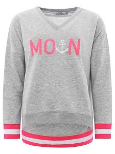 Zwillingsherz Bluza "MoinZH" w kolorze szaro-różowym rozmiar: L. Różowe bluzy Zwillingsherz, l, bez wzorów, bez kaptura. Za 169,45 zł.
