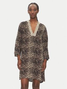 LOLA CASADEMUNT Sukienka letnia LS2516036 Brązowy Relaxed Fit. Brązowe kombinezony LOLA CASADEMUNT, na lato, m, bez wzorów, z wiskozy, bez kołnierzyka, bez ramiączek. Za 259,99 zł.