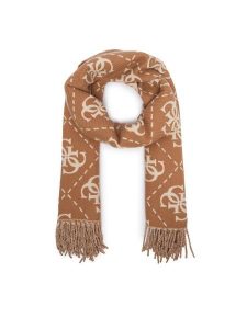Guess Szalik AW5217 VIS03 Beżowy. Brązowe rękawiczki Guess, z aplikacjami, z poliesteru. Za 234,99 zł.