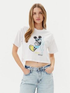 ONLY T-Shirt Mickey Minnie 15348126 Biały Regular Fit. Białe t-shirty ONLY, xl, bez wzorów, z bawełny, bez kołnierzyka, bez ramiączek. Za 79,99 zł.