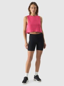 4F Legginsy krótkie z wysokim stanem damskie - czarne M. Czarne legginsy 4f, bez wzorów, z dzianiny, z podwyższonym stanem, krótkie. Za 59,99 zł.