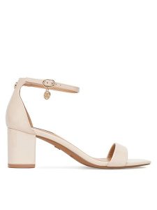 Nine West Sandały WFA2625-1 Beżowy. Brązowe sandały Nine West, bez wzorów, ze skóry, bez obcasa, na słupku, bez zapięcia. Za 153,99 zł.