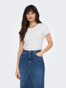 ONLY T-Shirt Carlotta 15256154 Biały Tight Fit. Białe t-shirty ONLY, m, bez wzorów, z bawełny, bez kołnierzyka, bez ramiączek. Za 49,99 zł.