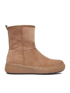 Clara Barson Botki CEO-WS13075-01 Beżowy. Brązowe botki Clara Barson, bez wzorów, z materiału, bez obcasa, na płaskiej podeszwie, bez zapięcia. Za 159,99 zł.
