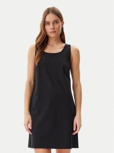 Calvin Klein Sukienka codzienna LV044B010G Czarny Regular Fit. Czarne kombinezony Calvin Klein, bez wzorów, z wiskozy, bez kołnierzyka, bez ramiączek. Za 279,99 zł.