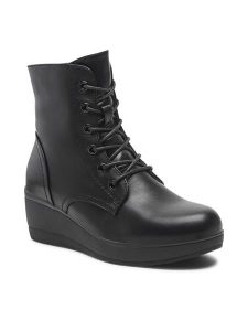 Clara Barson Trzewiki WS122-04 Czarny. Czarne botki Clara Barson, bez wzorów, ze skóry, bez obcasa, na koturnie, bez zapięcia. Za 127,99 zł.