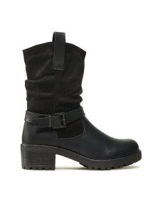 Clara Barson Botki WS1128-46 Czarny. Czarne botki Clara Barson, bez wzorów, z materiału, bez obcasa, na słupku, bez zapięcia. Za 159,99 zł.