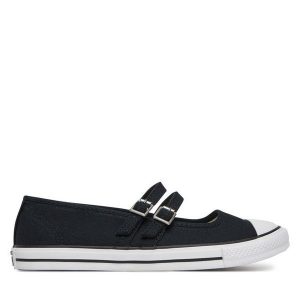 Baleriny Converse. Czarne balerinki Converse, bez wzorów, bez obcasa, bez zapięcia. Za 229,99 zł.