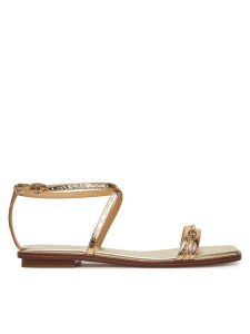 MICHAEL Michael Kors Sandały Lena 40S5LEFS1M Złoty. Żółte sandały MICHAEL Michael Kors, bez wzorów, ze lnu, bez obcasa, na płaskiej podeszwie, bez zapięcia. Za 399,99 zł.