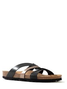 Sunbay Klapki "Albury" w kolorze czarno-złotym rozmiar: 38. Czarne klapki Sunbay, bez wzorów, z otwartym noskiem, bez obcasa. Za 60,88 zł.