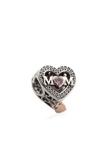 Pandora Srebrny charms "Mom & Heart" z kabaszonem i cyrkonią rozmiar: onesize. Szare zawieszki Pandora, z cyrkonią, srebrne. Za 233,87 zł.