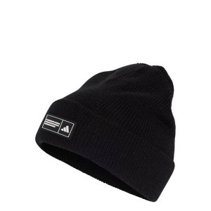 Czapka Essentials Typu Beanie Z Wywiniętym Brzegiem. Białe czapki ADIDAS, bez wzorów, z dzianiny, klasyczne. Za 89,95 zł.