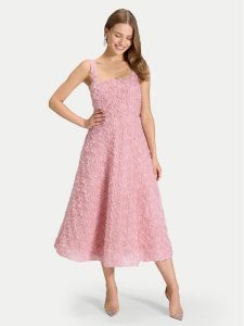 Swing Sukienka koktajlowa 5AK09100 Różowy Regular Fit. Czerwone sukienki Swing, bez wzorów, z syntetyku, wizytowe, bez kołnierzyka, bez ramiączek. Za 632,99 zł.