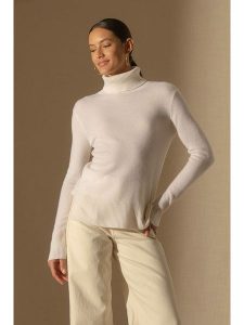 Perfect Cashmere Kaszmirowy golf "Tracy" w kolorze kremowym rozmiar: S. Brązowe golfy Perfect Cashmere, bez wzorów, z kaszmiru. Za 245,96 zł.