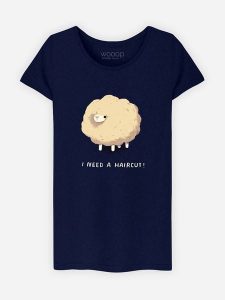 WOOOP Koszulka "Haircut Sheep" w kolorze granatowym rozmiar: S. Niebieskie bluzki Wooop, s, bez wzorów, z bawełny, bez kołnierzyka, bez ramiączek. Za 56,99 zł.