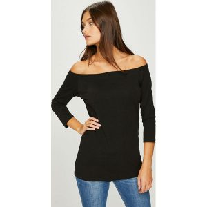 Answear - Bluzka. Szare bluzki marki ANSWEAR, z bawełny, casualowe, z dekoltem w łódkę. W wyprzedaży za 49,90 zł.