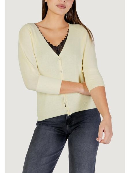 Morgan Kardigan 251-MBATSI Żółty Slim Fit. Żółte kardigany Morgan, z syntetyku. Za 199,99 zł.