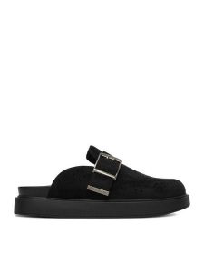 Guess Jeans Klapki EO-HY2T709-3 Czarny. Czarne klapki Guess Jeans, z aplikacjami, z jeansu, bez obcasa. Za 279,99 zł.