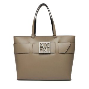 Torebka Armani Exchange. Brązowe shopper bag Armani Exchange, bez wzorów, bez dodatków. Za 759,99 zł.