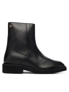 Tommy Hilfiger Botki Th Square Toe Leather Bootie FW0FW09046 Czarny. Czarne botki TOMMY HILFIGER, bez wzorów, ze skóry, bez obcasa, na płaskiej podeszwie, bez zapięcia. Za 599,99 zł.