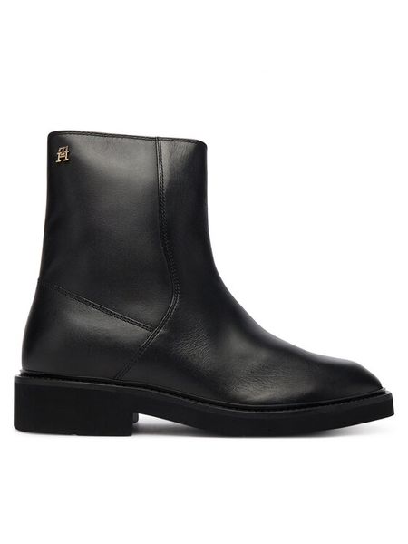 Tommy Hilfiger Botki Th Square Toe Leather Bootie FW0FW09046 Czarny. Czarne botki TOMMY HILFIGER, bez wzorów, ze skóry, bez obcasa, na płaskiej podeszwie, bez zapięcia. Za 479,99 zł.