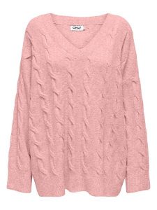 ONLY Sweter w kolorze jasnoróżowym rozmiar: L. Różowe swetry oversize ONLY, l, bez wzorów, ze splotem, bez ramiączek. Za 87,81 zł.