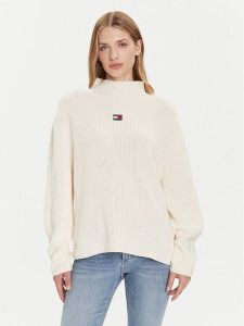 Tommy Jeans Sweter Badge DW0DW21676 Écru Relaxed Fit. Swetry klasyczne Tommy Jeans, xs, z bawełny, bez kołnierzyka. Za 389,99 zł.